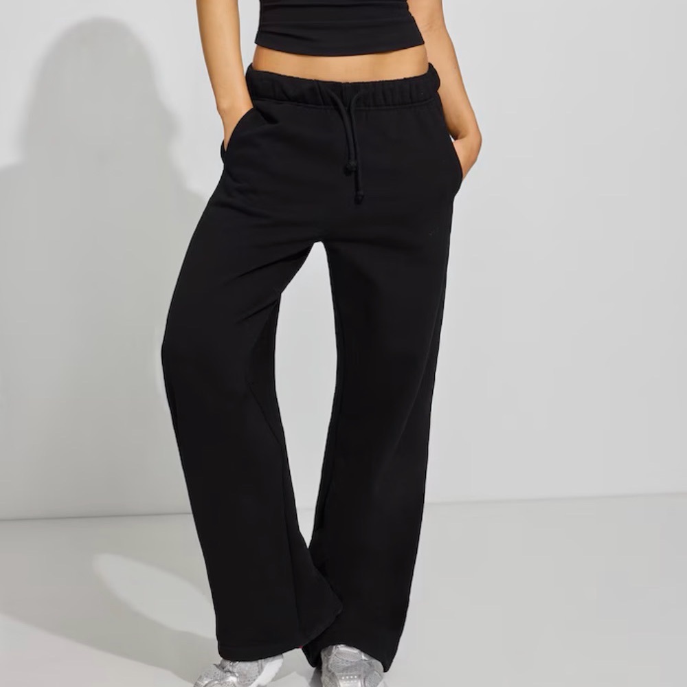 Garage Black Wide Leg Drawstring Sweatpants